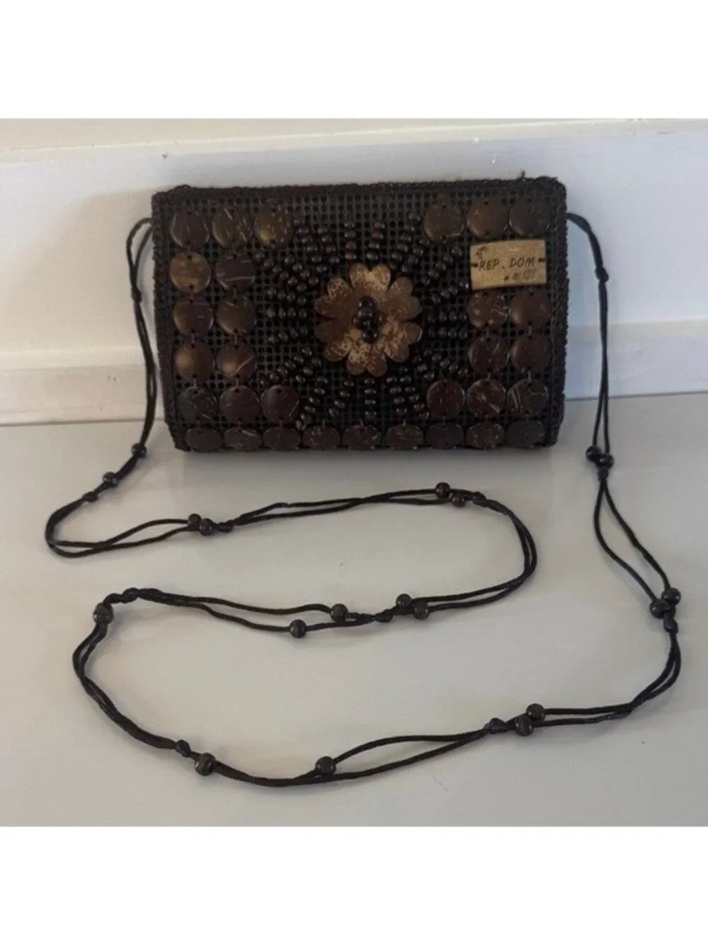 Vintage Boho Crossbody Beaded Purse Flower Bohemian